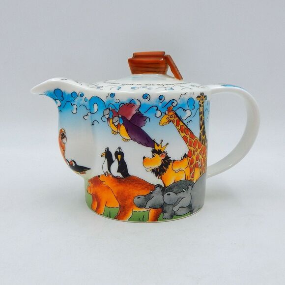 Paul Cardew Noah’s Ark Ceramic Teapot 2008 Animal Design Multicolor W/Box - Picture 3 of 11